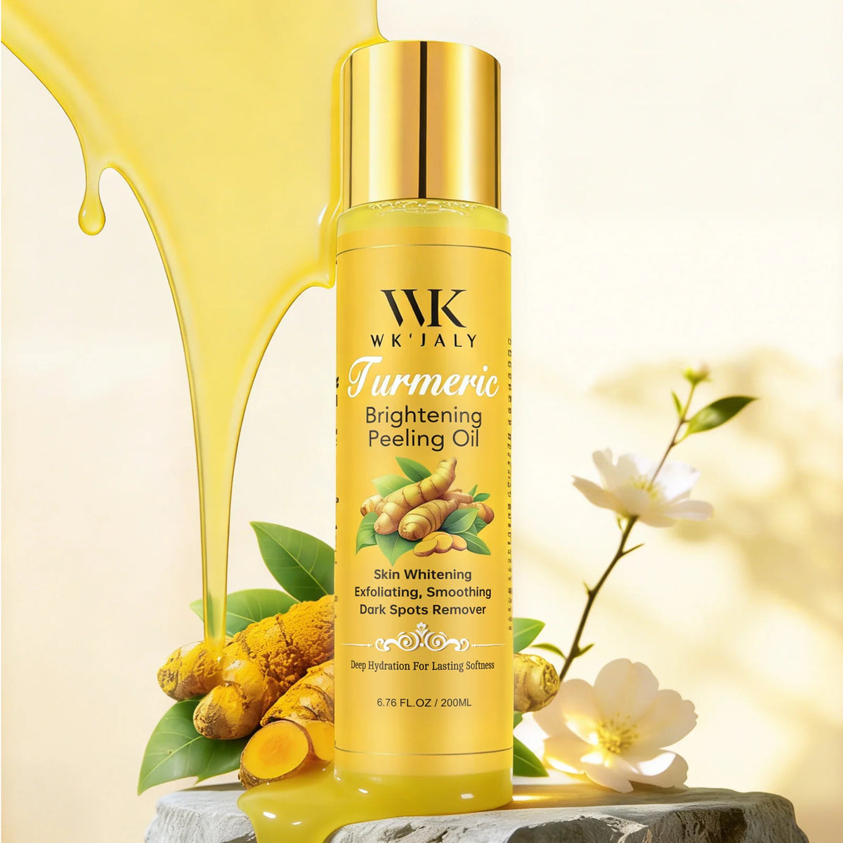 WK JALY Yellow Peeling Oil For All Skin Tone, With Natural Turmeric, Lightening, Improve Rough Skin, Clean, Smooth, 200ml