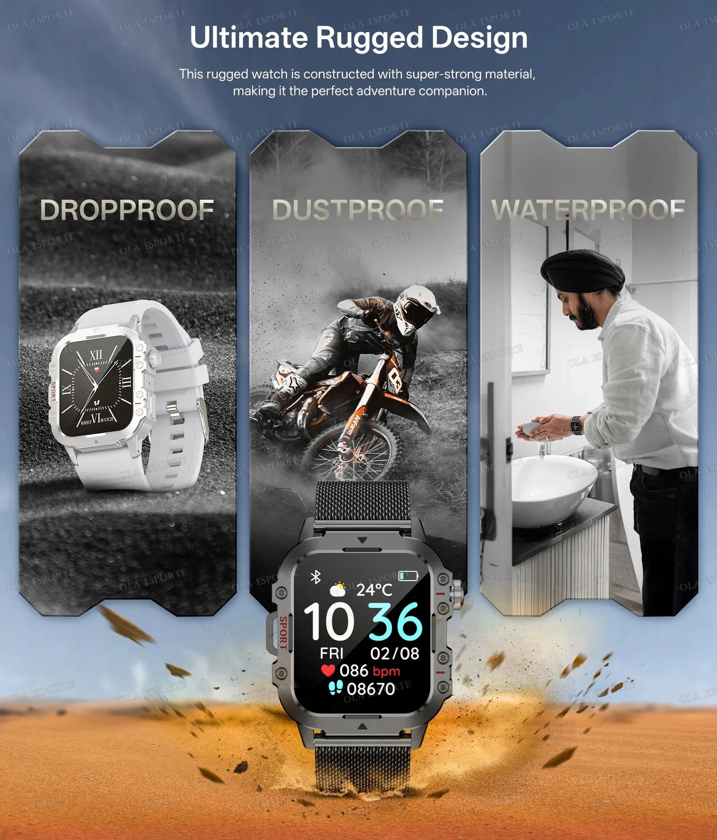 2026 New Military-grade Smart Watch Men GPS Flashlight 3ATM Waterproof Watch Bluetooth Call 100+Sport Outdoor Smartwatch Pk MA27