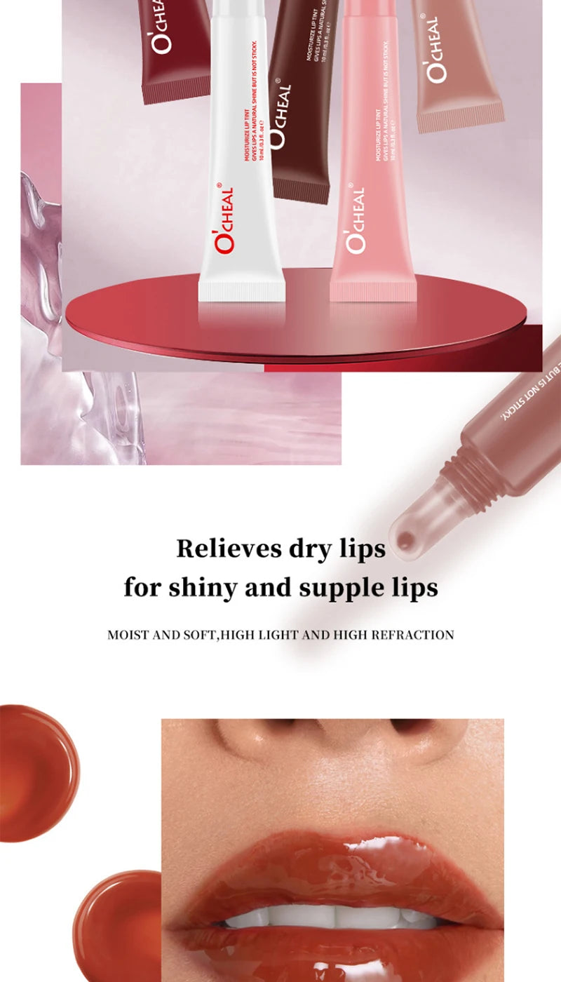 Water Glow Plump Lip Color Liquid Lip Gloss - Cream Moisturizing Non-greasy Lip Oil Gel Lip Care Balm Hydrating Shine
