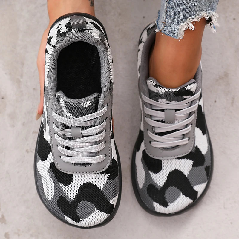 Camouflage Women's Shoes WideToe Breathable Mesh Comfortable Flat Bottom Barefoot Shoes New Soft Sole Chaussure De Mens Sneakers