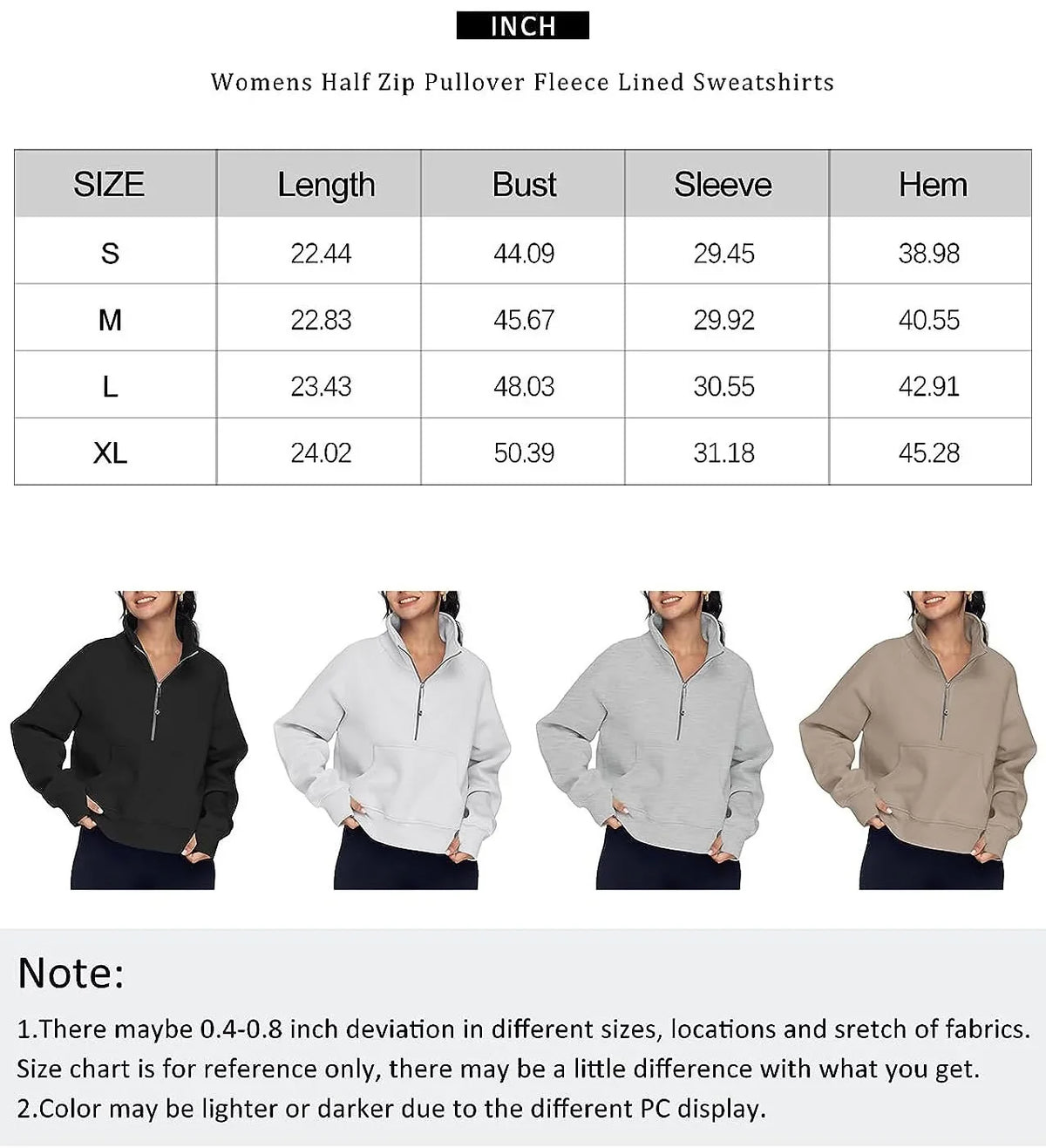 Half Zip Sweatshirts Cropped Hoodies Fleece Womens Quarter Zip Up Pullover Sweaters Fall Outfits 2025 Winter Clothes