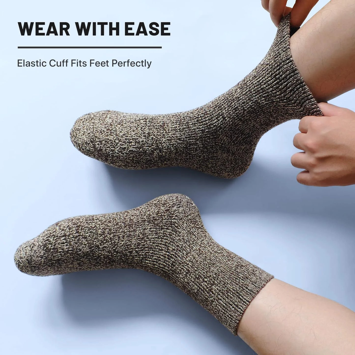 3 Pairs Winter Thick Warm Men’s Wool Socks Outdoor Thermal Cold-Resistant Sports Hiking Snow Socks Gift Size 39-44