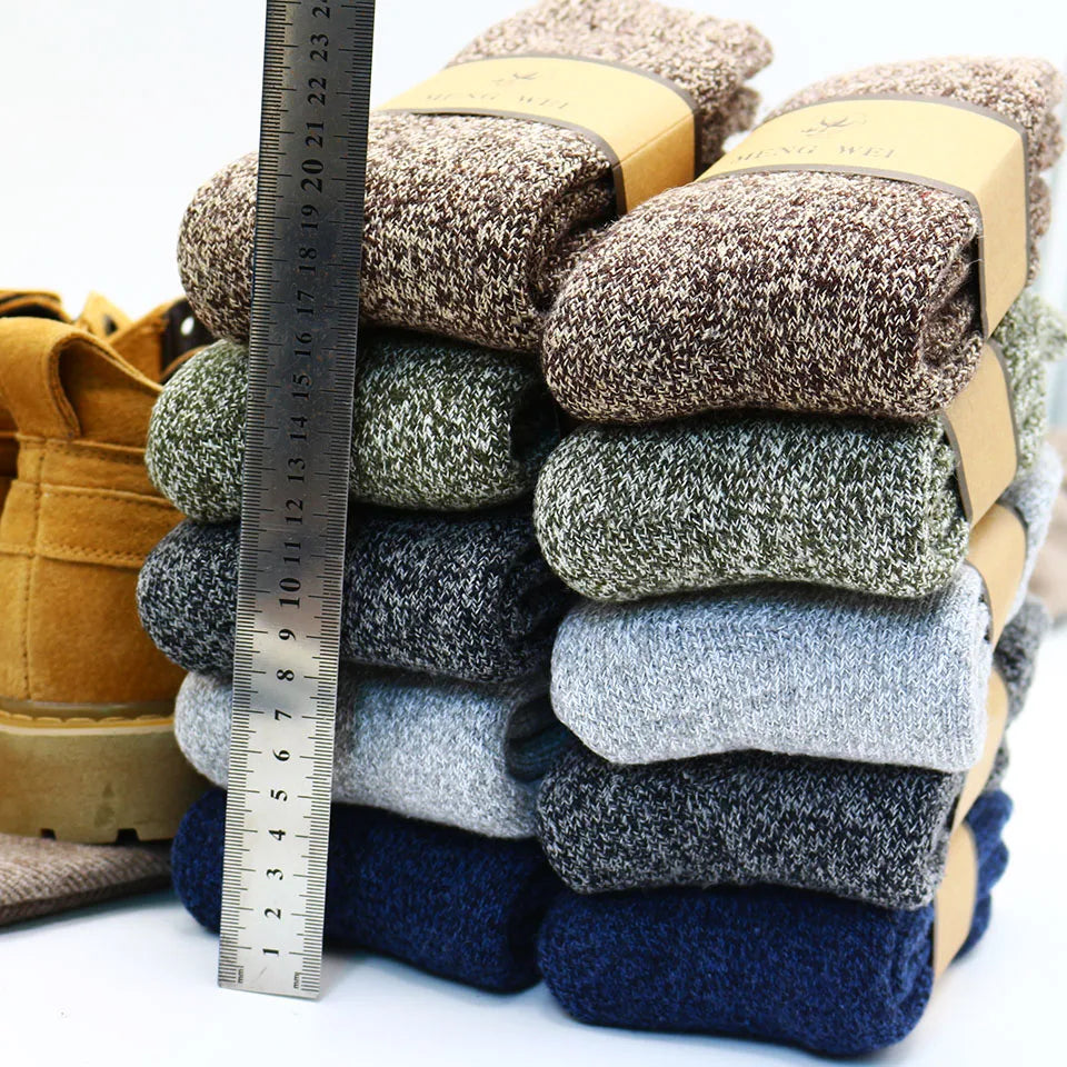 5 Pair Winter Merino Wool Socks Super Thick Warm High-Quality Harajuku Retro Snow Casual Antifreeze Cashmere Socks Men
