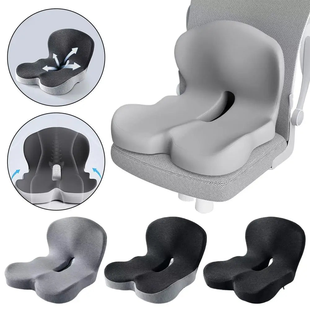 Ergonomic Memory Foam Lumbar Support Set – Integrated Backrest & Seat Cushion Combo, Relieves Back Pain for Office Workers, Students & Drivers, Removable Washable Anti-Dust Mite Cover