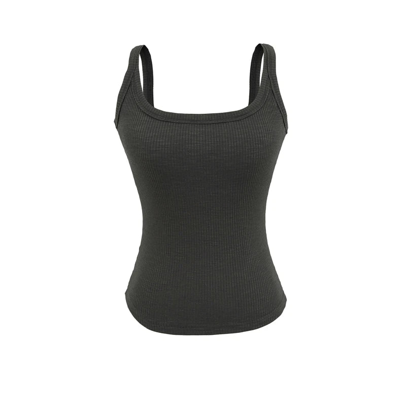 LUNDUNSHIJIA 2025 Summer Women Bamboo Cotton Sexy Backless Camisole Ladies Fashion With Chest Pads Tops 5 Colors