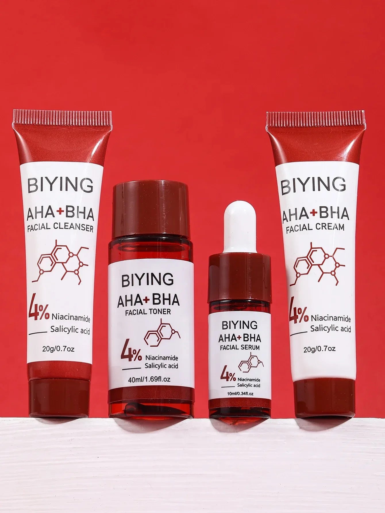 AHA+BHA Series Skin Facial Cleanser Cream Serum Toner Moisturiser Hydrating Toner Serum Cream Foam Facial Skin Care Set