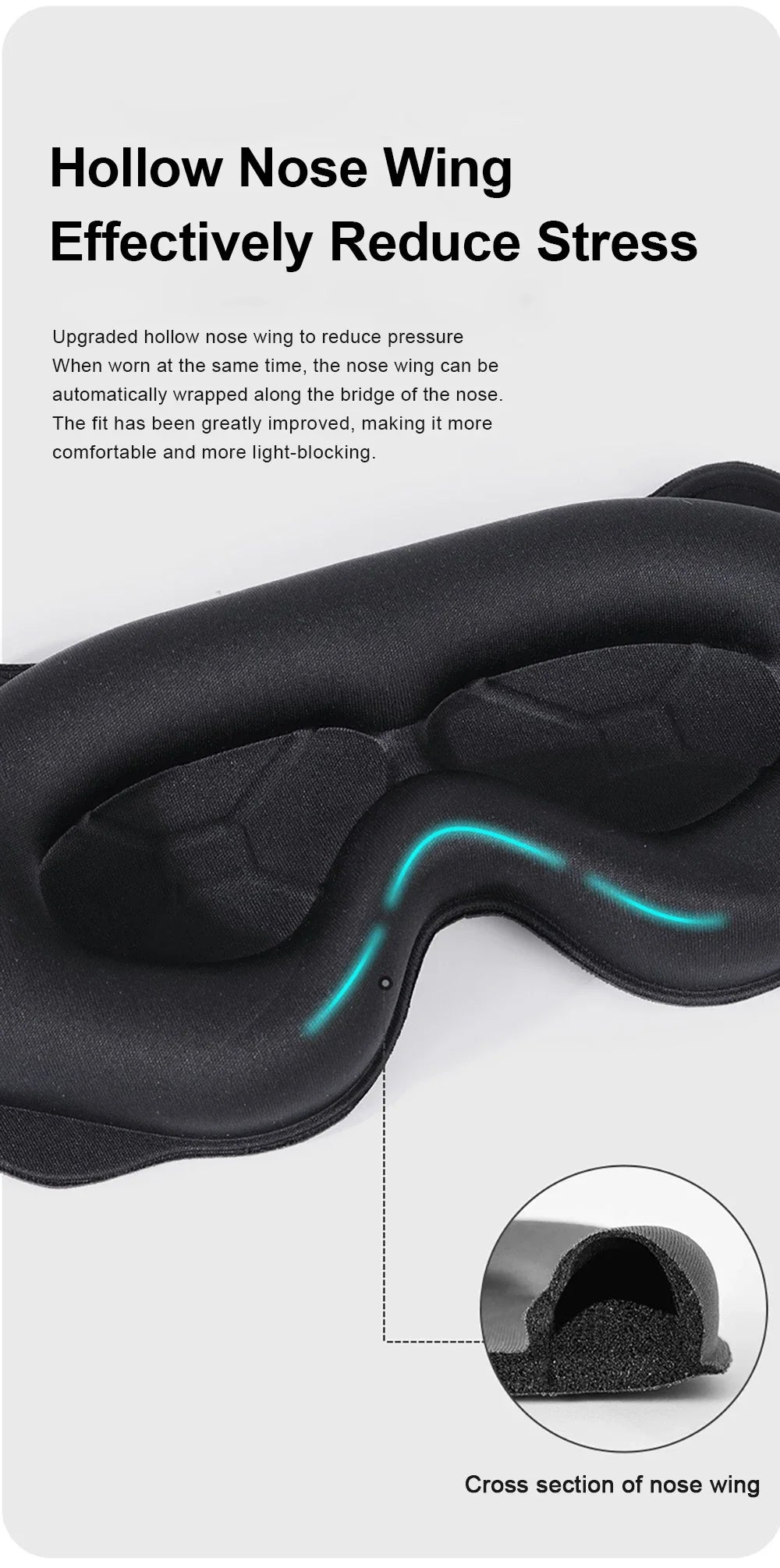 3D Soft Padded Sleeping Mask, Block Out Light Eye Shade for Deep Sleep, Comfort Blindfold Relaxation Aid Eyepatch