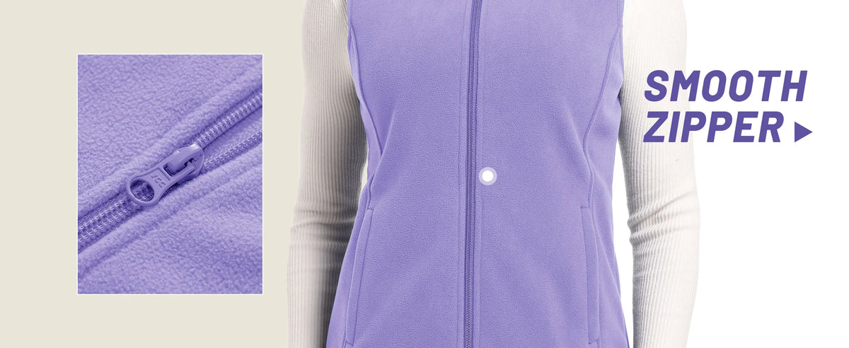 TACVASEN Fleese Sleeveless Vests Womens Fall Winter Thermal Hiking Golf Waistcoats Soft Casual Outerwear Zip Jackets 4 Pockets