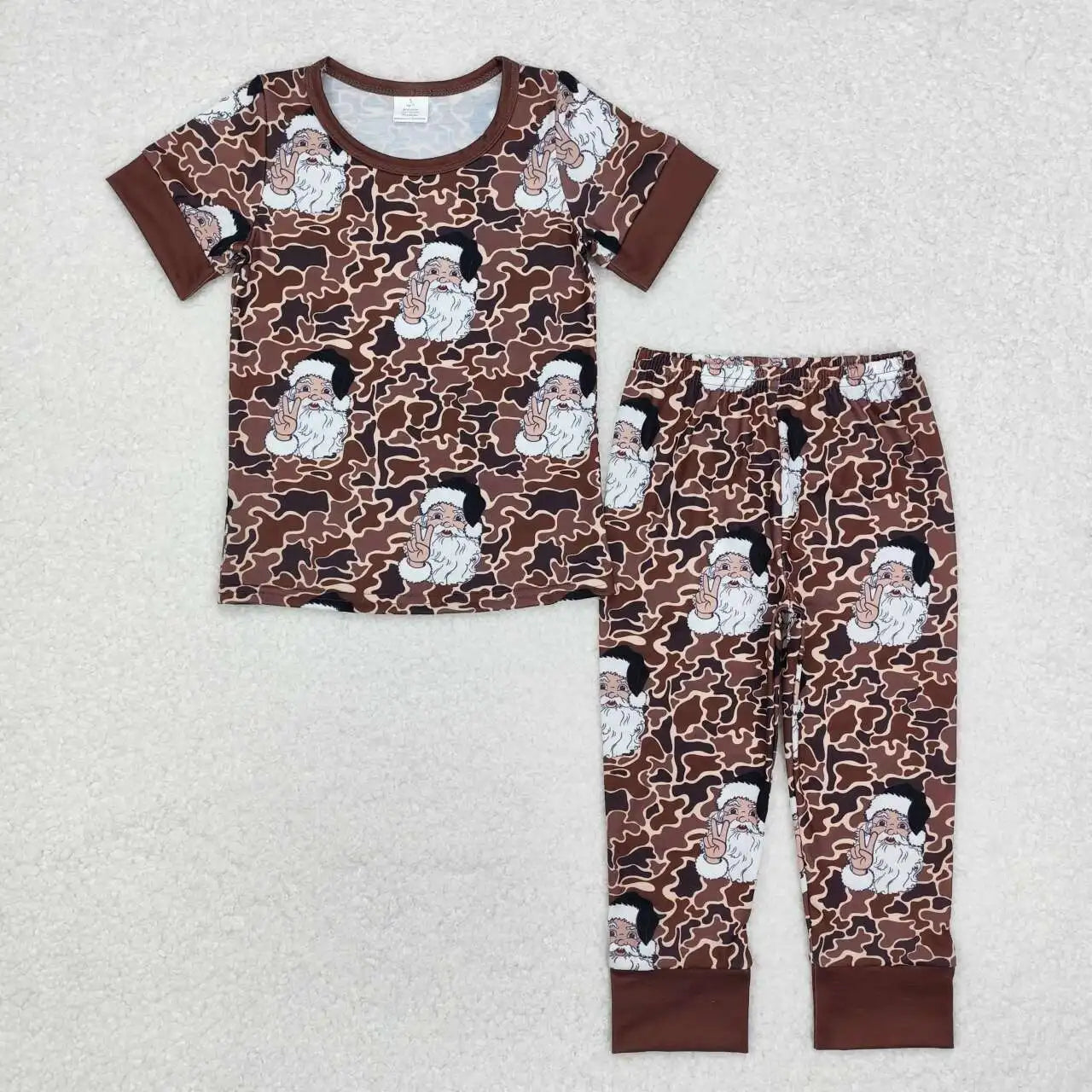 Hot selling baby boy bamboo pajamas set boutique skin camouflage short sleeve trousers sleepwear clothing