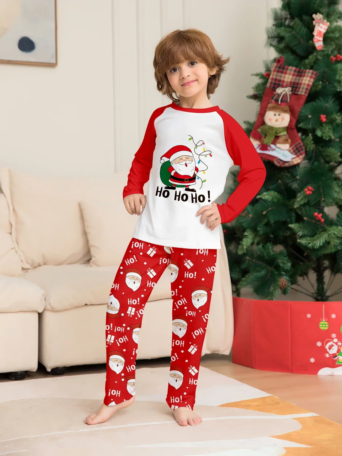 Christmas Family Look Pajamas Set Santa Print Mother Father Kids Matching Outfits Cute Loose 2 Pcs Suit Sleepwear Xmas Wear 4XL