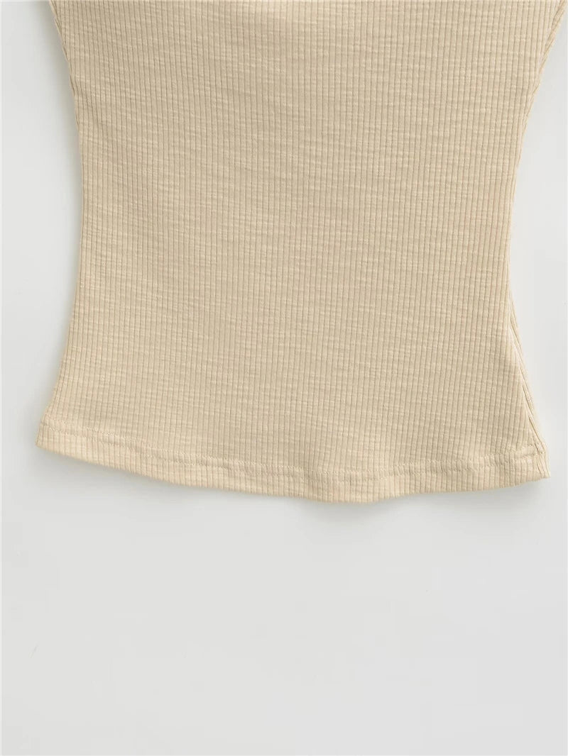 LUNDUNSHIJIA 2025 Summer Women Bamboo Cotton Sexy Backless Camisole Ladies Fashion With Chest Pads Tops 5 Colors