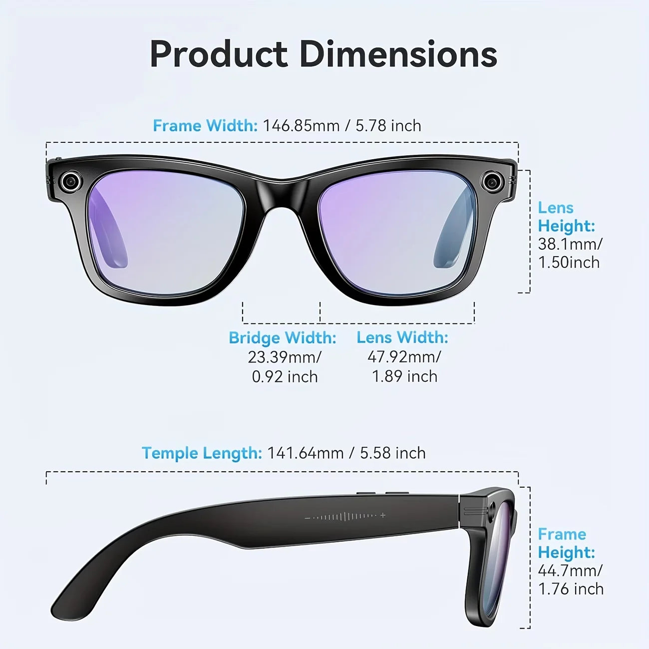 AI Smart Video Glasses with Camera and Photo Capabilities, featuring an 8MP camera, 1080P HD video recording, 4K resolution,