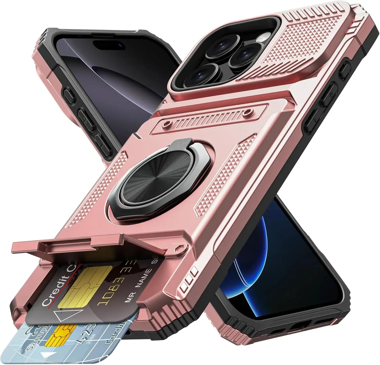 Magnetic Ring Holder Phone Case For IPhone 13 14 15 16 17 Air Pro Max Shockproof Heavy Duty Hard with Card Slot Protective Cover