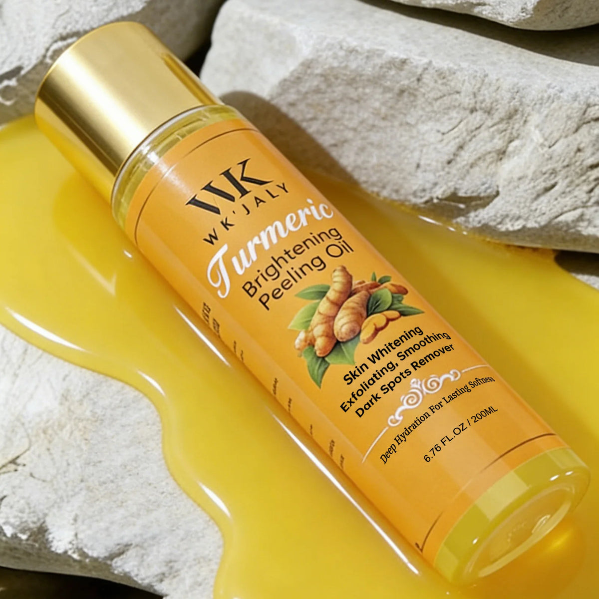WK JALY Yellow Peeling Oil For All Skin Tone, With Natural Turmeric, Lightening, Improve Rough Skin, Clean, Smooth, 200ml