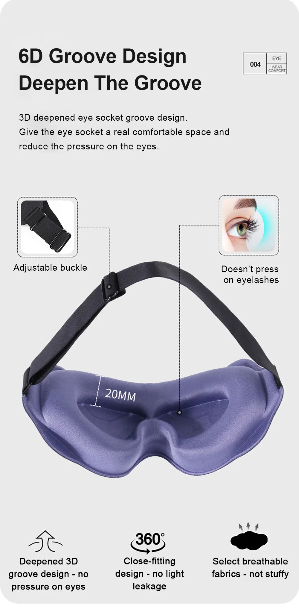 3D Soft Padded Sleeping Mask, Block Out Light Eye Shade for Deep Sleep, Comfort Blindfold Relaxation Aid Eyepatch