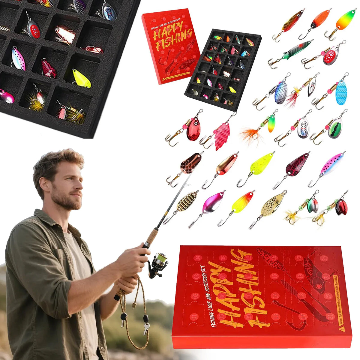 Fishing Advent Calendar 2025 Fishing Lure Advent Calendar Christmas Advent Calendar Xmas Surprise Gift for Fishing Enthusiasts