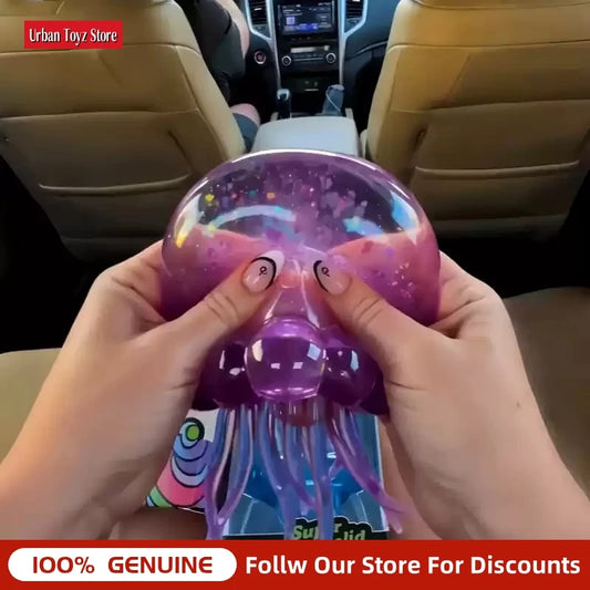 Needoh Jellyfish Squeeze Toy, Transparent Glitter Soft Jelly Fidget Toy, Portable Stress Relief Sensory Toy For Daily Relaxation