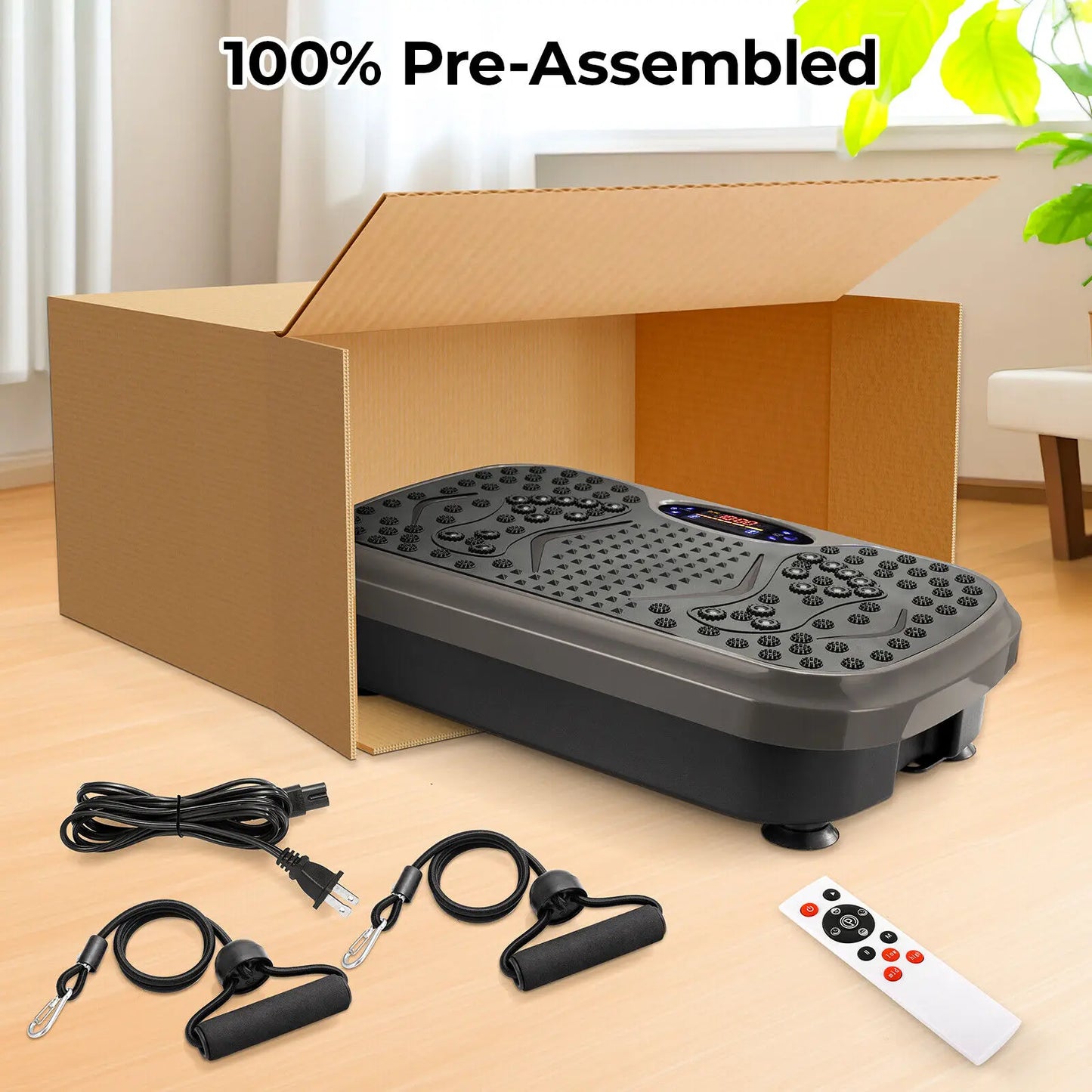 Vibration Plate Exercise Machine - Whole Body Workout Vibration Fitness Platform w/ Loop Bands - Home Training Equipment