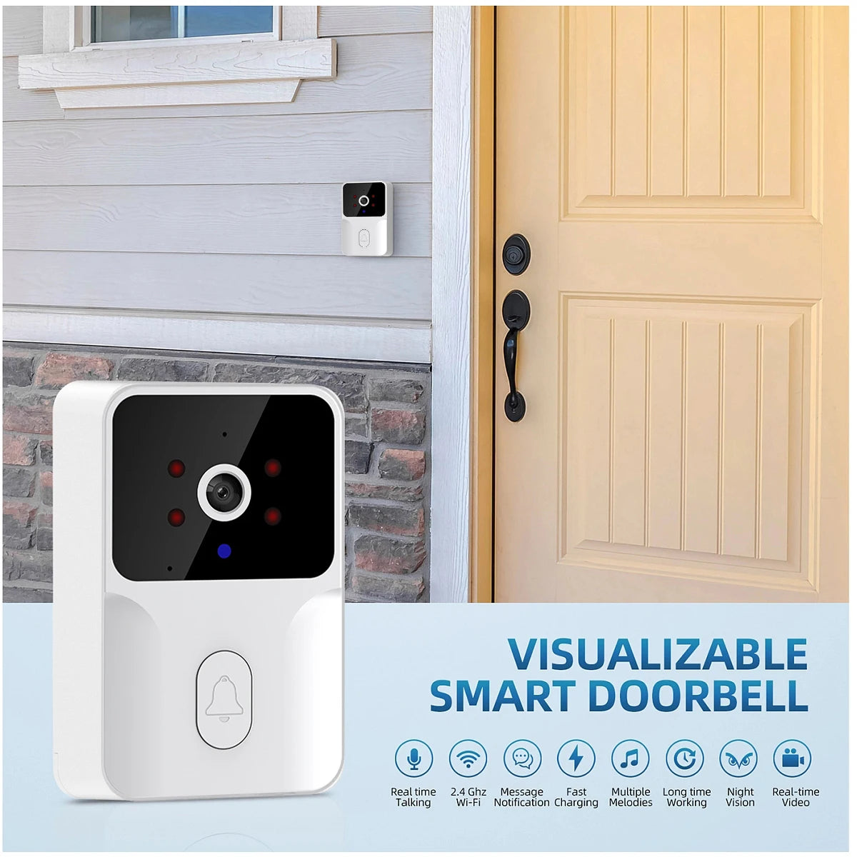 Tuya Smart Video Doorbell Camera 480PHD Wireless doorbell for Home Security, Night Vision, Voice Change, 2-Way Audio, Waterproof