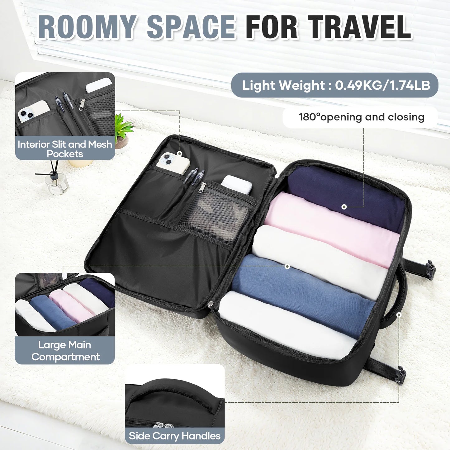 Ryanair 40x30x20 Luggage Cabin Bag, 40x30x20 Bag Men Women 15.6inch Laptop Bag Business  Travel Backpack，College School Backapck