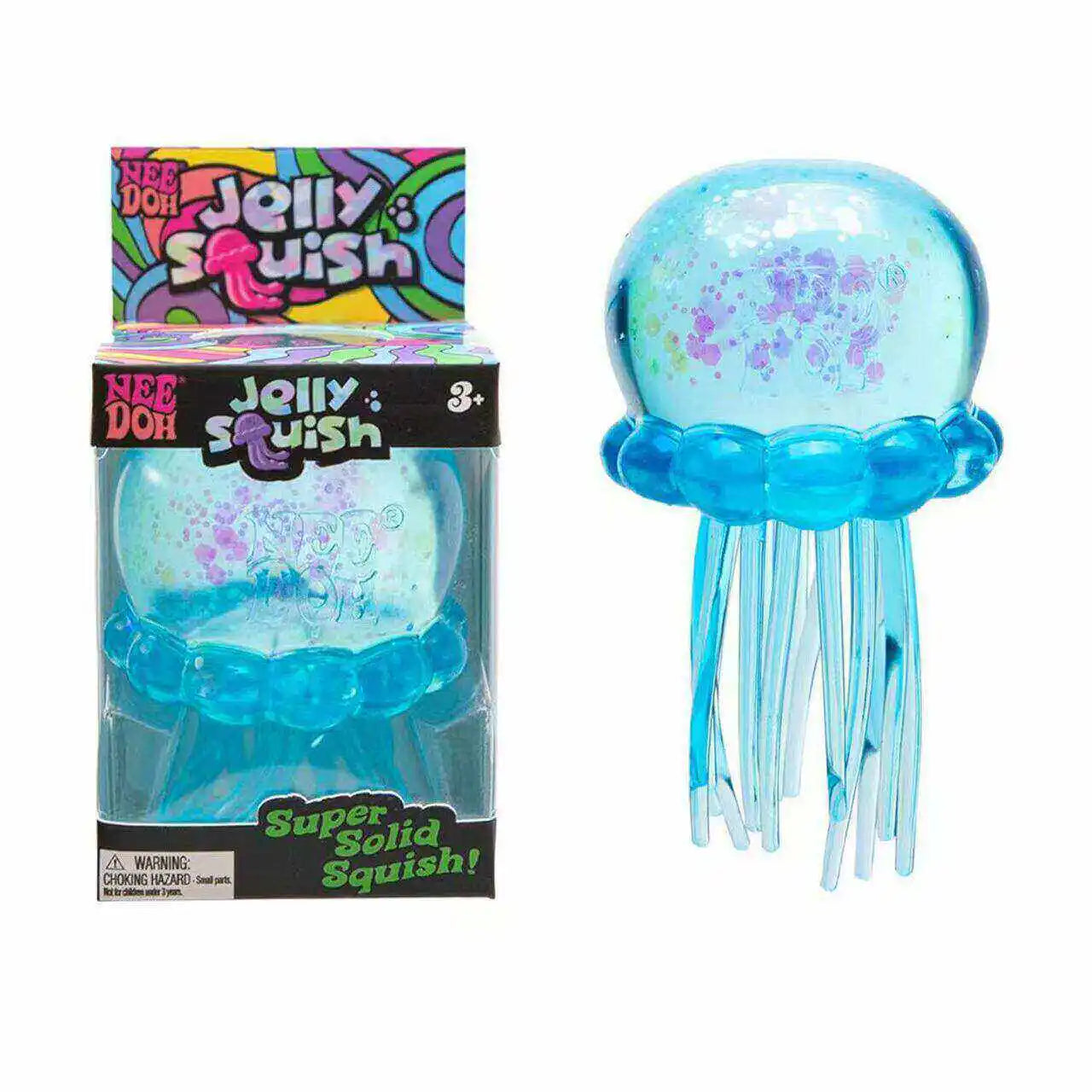 Needoh Jellyfish Squeeze Toy, Transparent Glitter Soft Jelly Fidget Toy, Portable Stress Relief Sensory Toy For Daily Relaxation