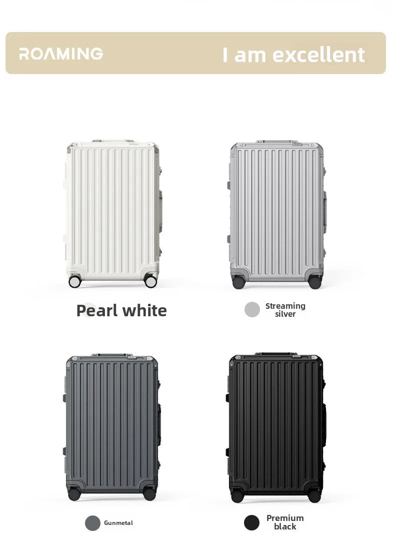 New ultra sturdy aluminum frame luggage,2-Pieces set 20 22 24 26 28 inch carry on luggage suitcase set  high aesthetic board case, universal wheel business travel box set, optional 20-28 inch