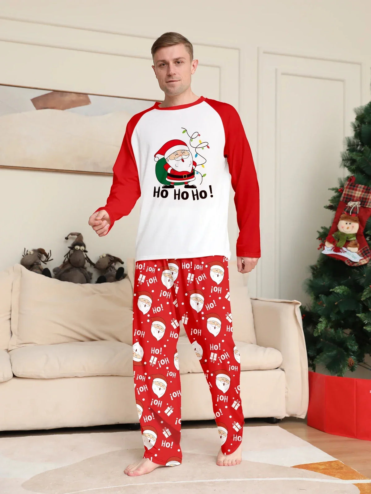 Christmas Family Look Pajamas Set Santa Print Mother Father Kids Matching Outfits Cute Loose 2 Pcs Suit Sleepwear Xmas Wear 4XL