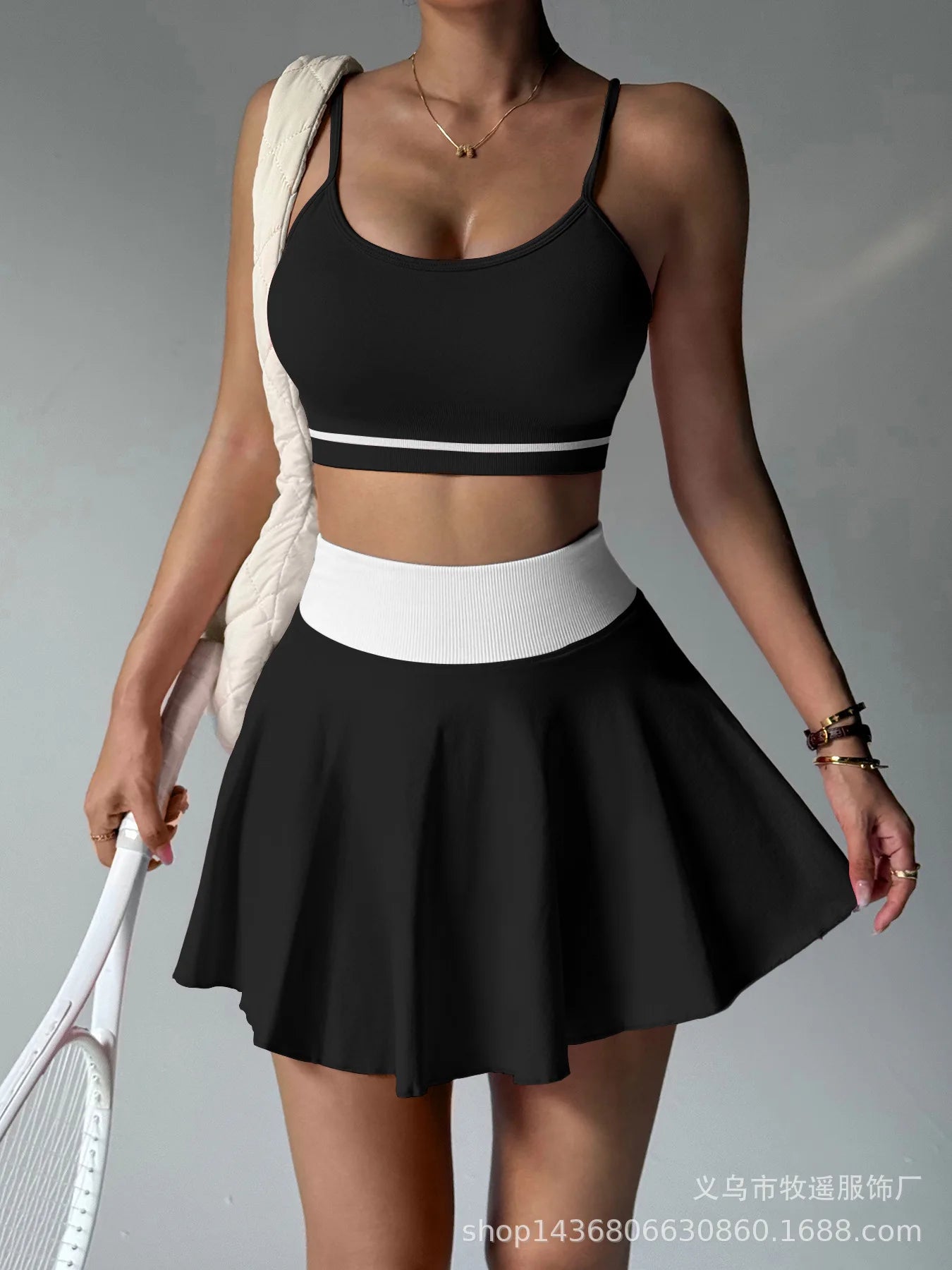 Fitness Yoga Set Women Tracksuit Gym Clothes Sports Bra 2 Piece Workout Sets Outfit Short Skirt Quick Drying Sportswear