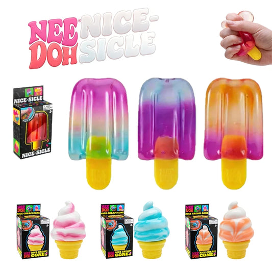 2026 Needoh Nice Cream Cone Colorful Ice Cream Shaped Sensory Stress Reliever Fidget toy  Anxiety & Focus for Adults & Kids