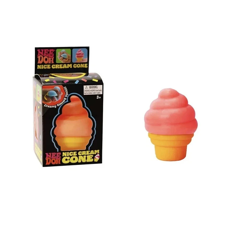 Needoh Nice Cream Cone Sensory Fidget Toy Solid Slow Rebound ADHD Non-toxic Stress Relief Anxiety Fidget Calming Toy Ornament