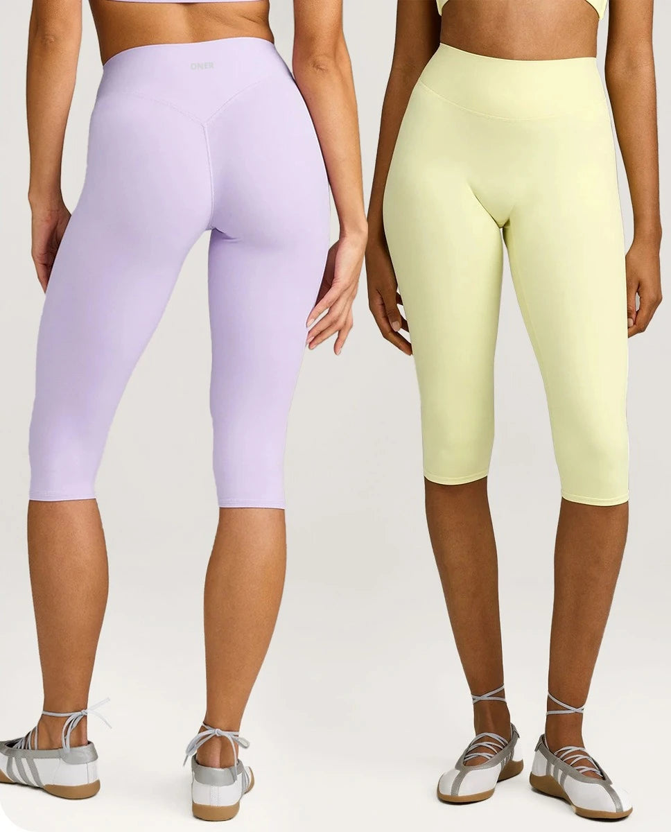 Women 7/8 Yoga Capris Double-sided Brushed 4-Way Stretch High Waist Skin-friendly Tight Workout Fitness Leggings