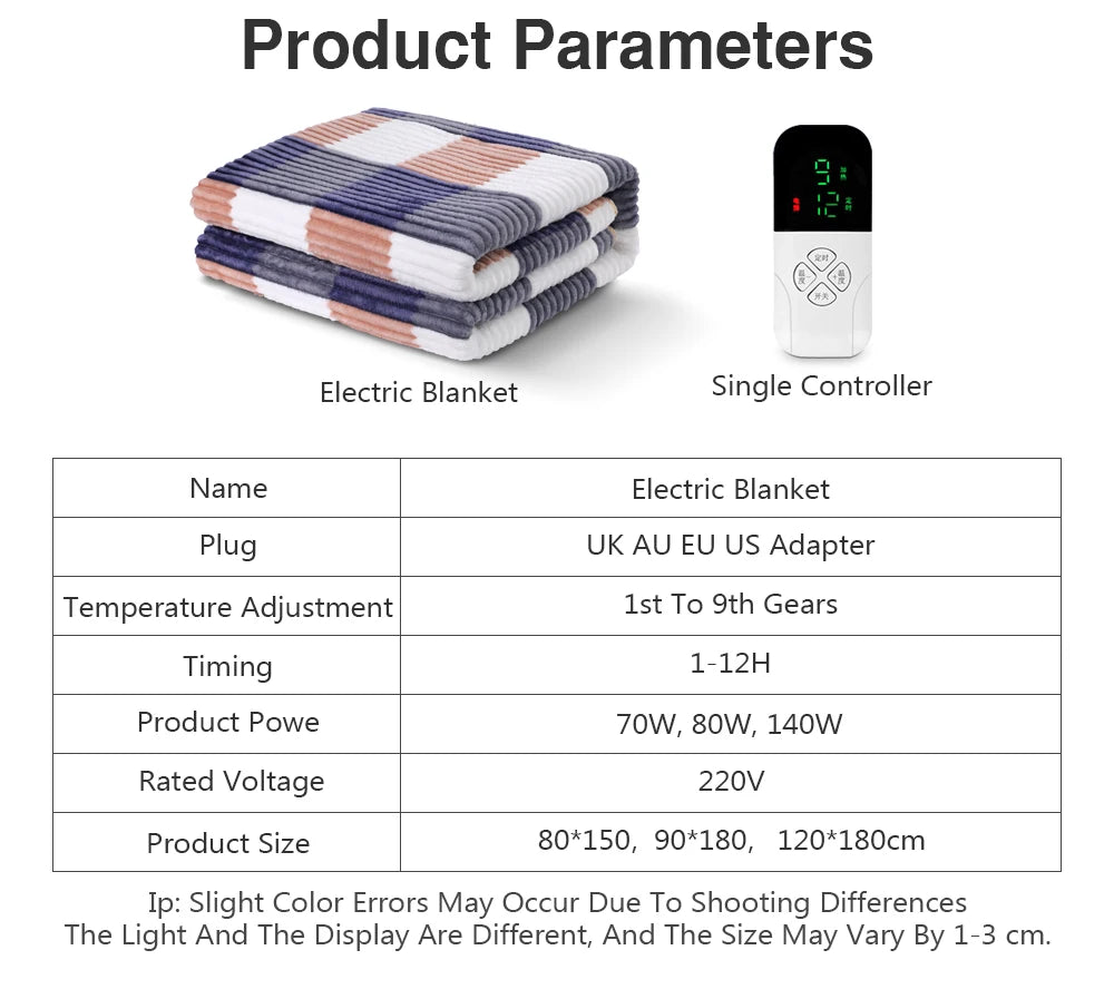 Electric Bed Sheet Heated 220V Blankets Heated Electric Sheet Intelligent Controller EU Plug Home Living Room Office Winter Uses