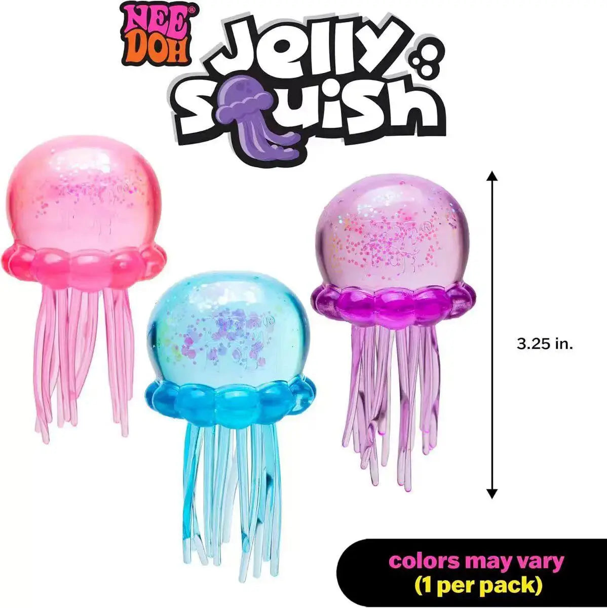 Needoh Jellyfish Squeeze Toy, Transparent Glitter Soft Jelly Fidget Toy, Portable Stress Relief Sensory Toy For Daily Relaxation