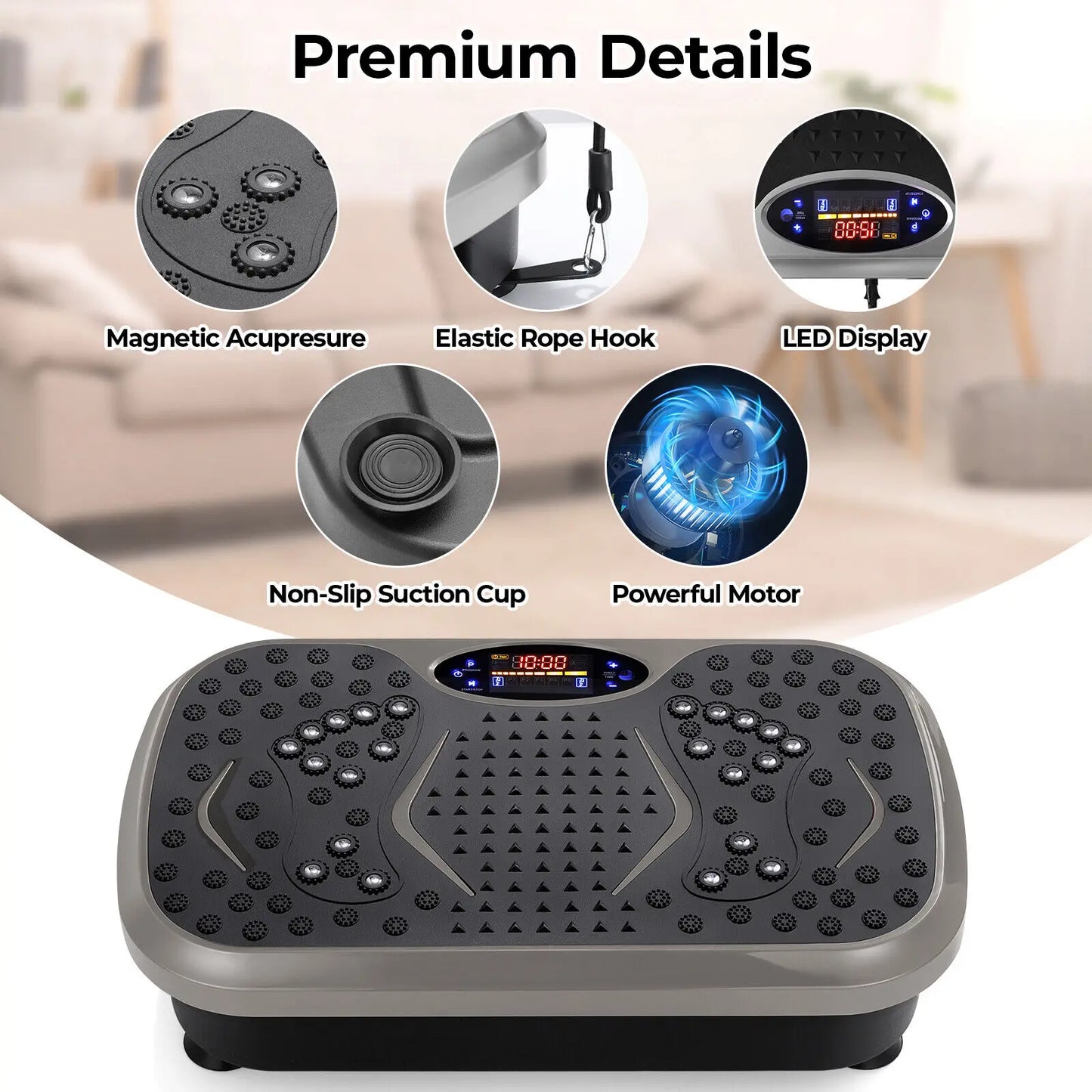 Vibration Plate Exercise Machine - Whole Body Workout Vibration Fitness Platform w/ Loop Bands - Home Training Equipment