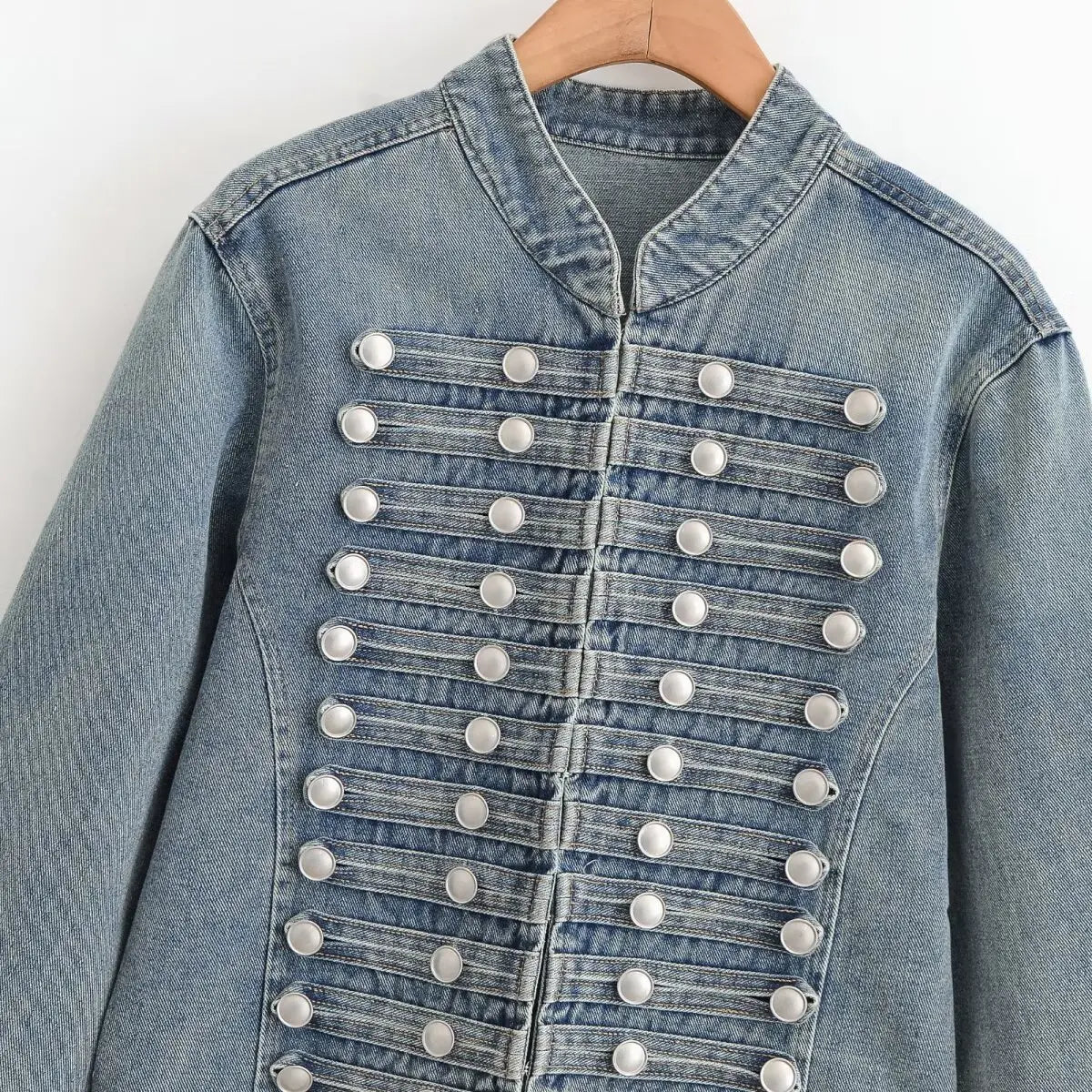 Suninbox Women's Vintage Long Sleeve Denim Jacket with Button Front Cropped Fitted Jean Jacket Casual Streetwear Autumn Outwear