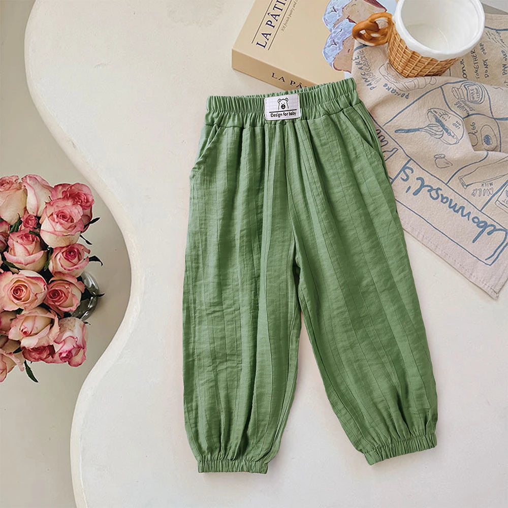 Summer Mosquito Resistant Pants Kids Bamboo Fiber Clothes Toddler Casual Loose Trousers Outer Wear Boys Girls Versatile Bloomers