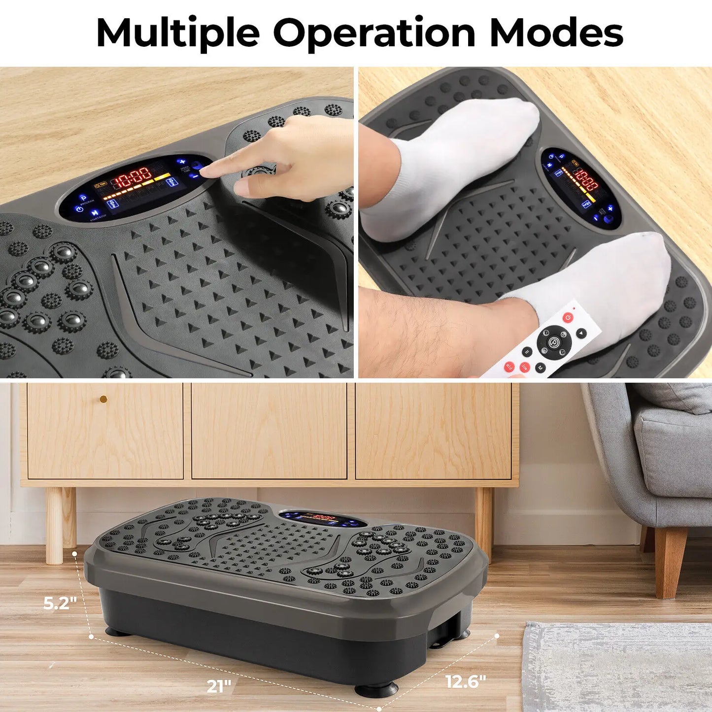 Vibration Plate Exercise Machine - Whole Body Workout Vibration Fitness Platform w/ Loop Bands - Home Training Equipment