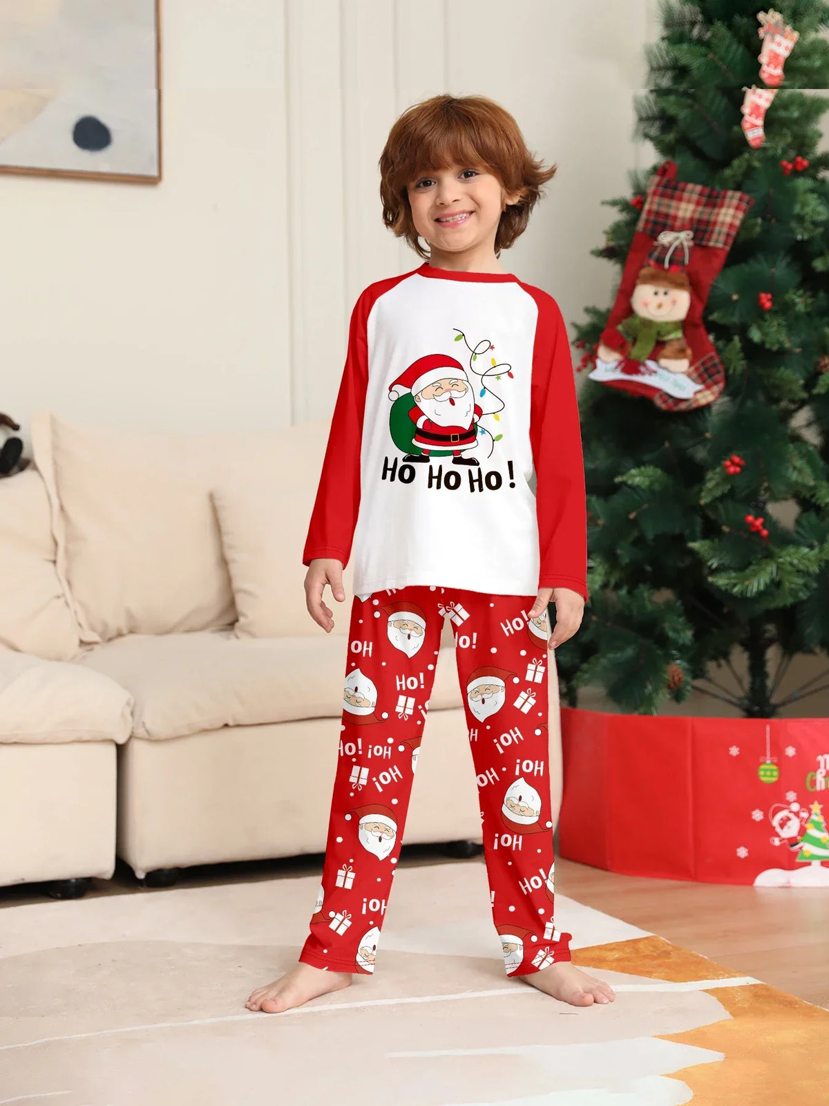 Christmas Family Look Pajamas Set Santa Print Mother Father Kids Matching Outfits Cute Loose 2 Pcs Suit Sleepwear Xmas Wear 4XL