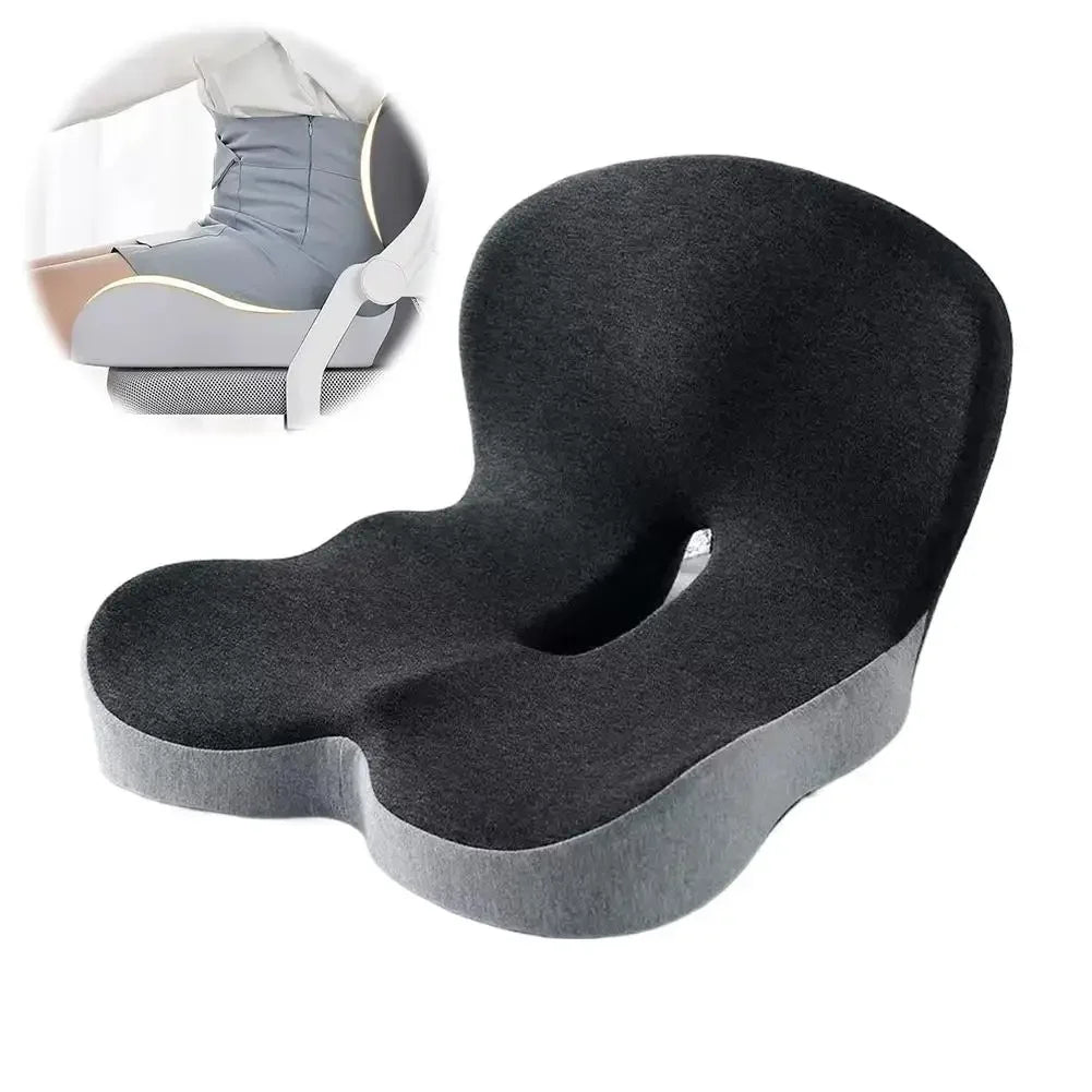 Ergonomic Memory Foam Lumbar Support Set – Integrated Backrest & Seat Cushion Combo, Relieves Back Pain for Office Workers, Students & Drivers, Removable Washable Anti-Dust Mite Cover