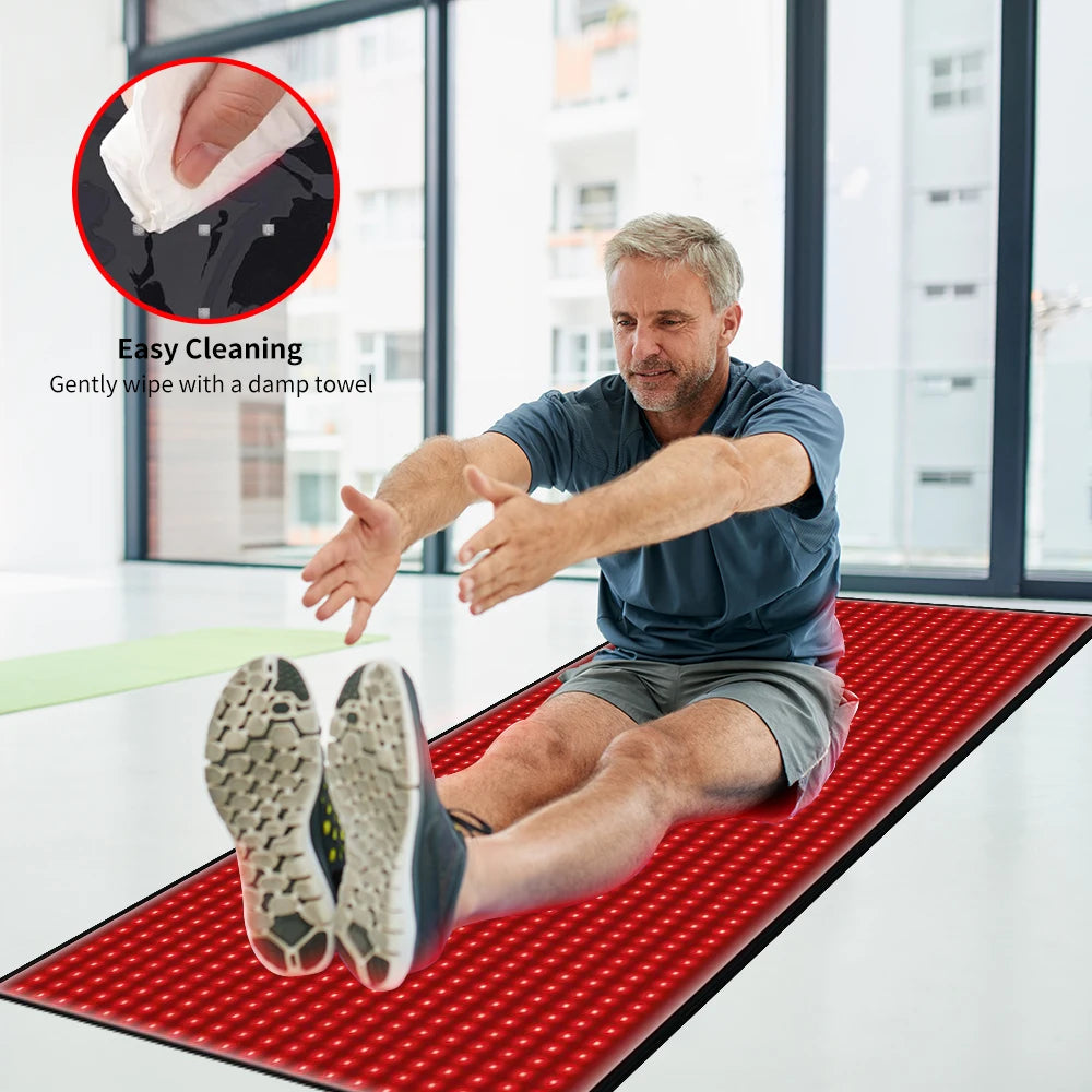 Full Body Red Light Mat 71x31inch Large Infrared LEDs Blanket 1280 660nm 850nm for Pain Relief Wellness Muscle Relax Recovery