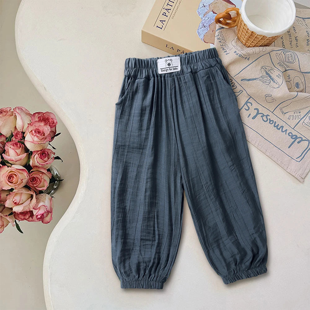 Summer Mosquito Resistant Pants Kids Bamboo Fiber Clothes Toddler Casual Loose Trousers Outer Wear Boys Girls Versatile Bloomers