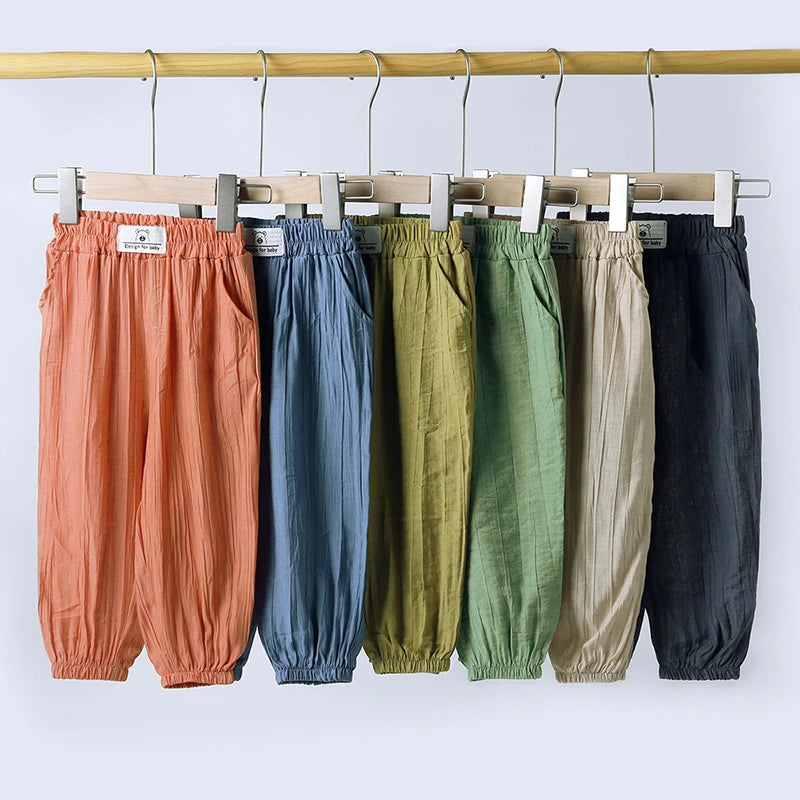 Summer Mosquito Resistant Pants Kids Bamboo Fiber Clothes Toddler Casual Loose Trousers Outer Wear Boys Girls Versatile Bloomers