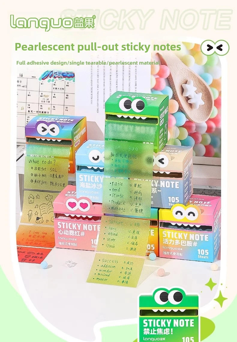 630/105 Sheets Pullable Pearl Posted It Transparent Sticky Note Pads Memo Pad Stationery Office School Supplies Back To School