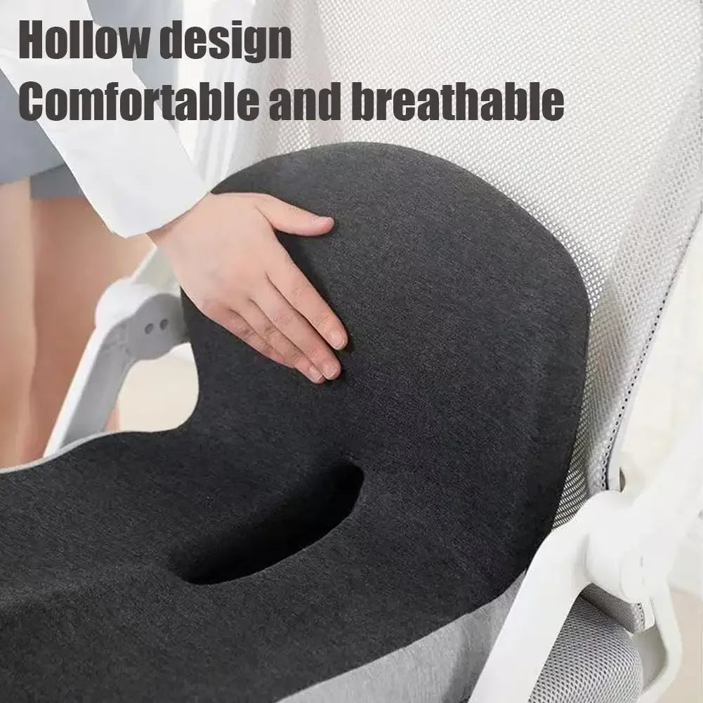 Ergonomic Memory Foam Lumbar Support Set – Integrated Backrest & Seat Cushion Combo, Relieves Back Pain for Office Workers, Students & Drivers, Removable Washable Anti-Dust Mite Cover