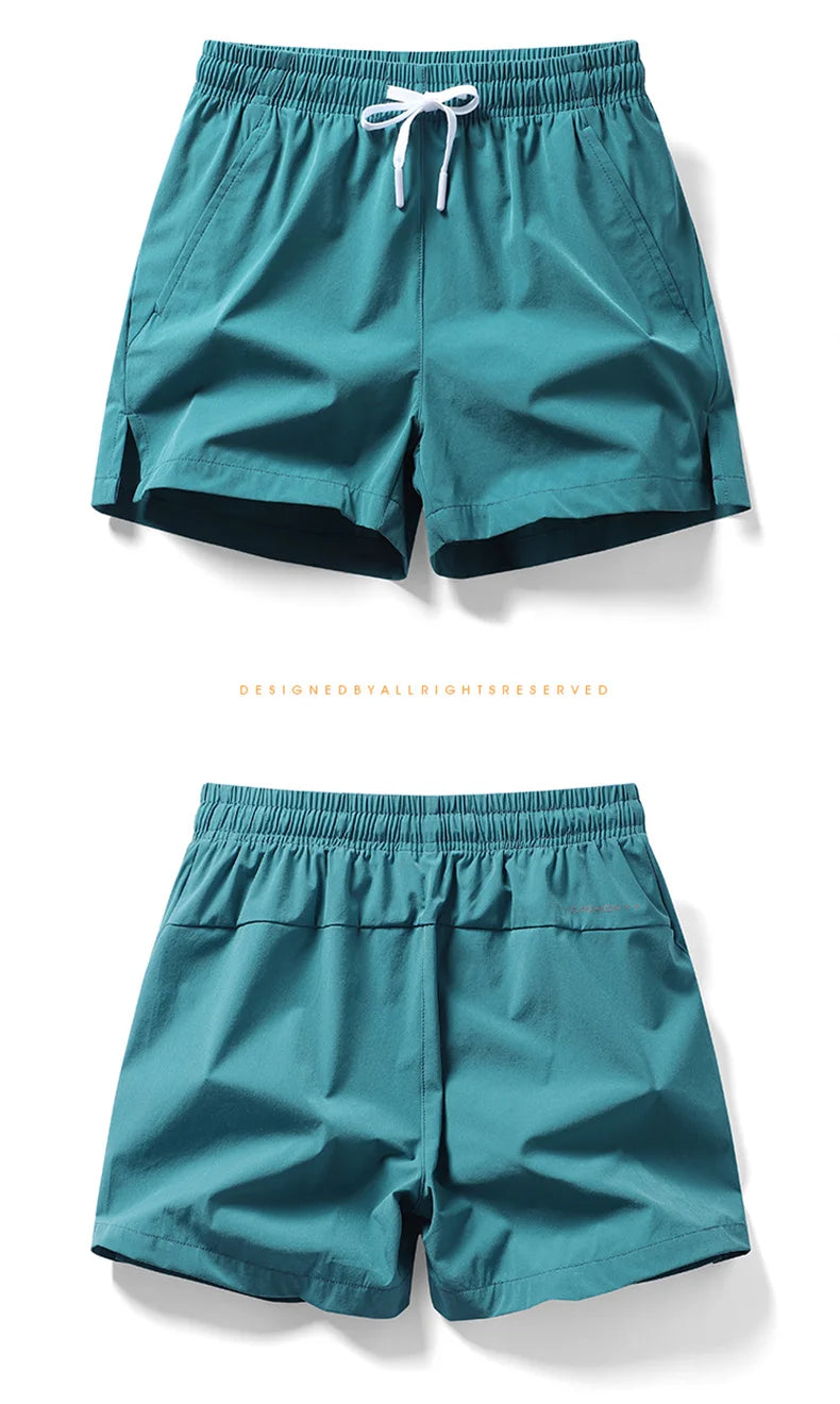 Men 2025 New  Summer Beach New Models Solid Color Fashion Leisure Comfortable Elastic Waist Double Pockets Cool Sports Shorts