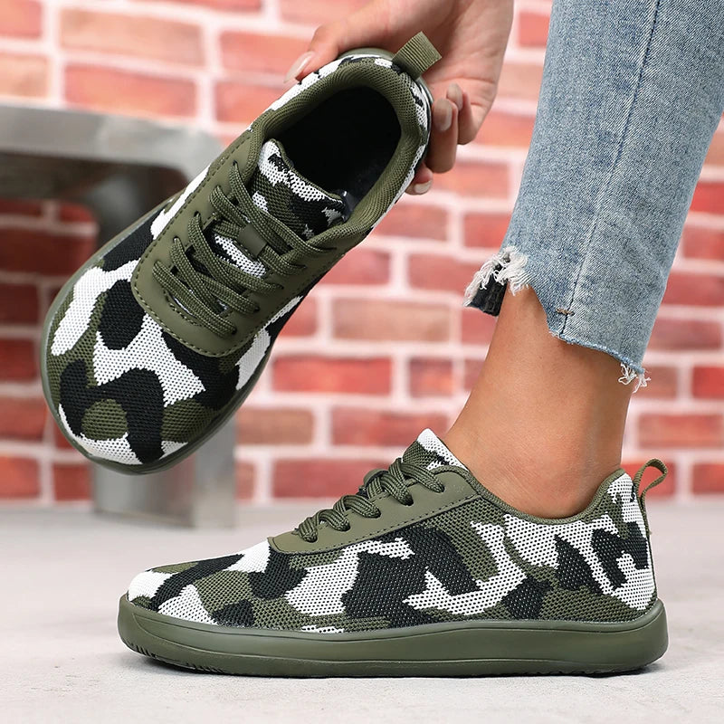 Camouflage Women's Shoes WideToe Breathable Mesh Comfortable Flat Bottom Barefoot Shoes New Soft Sole Chaussure De Mens Sneakers