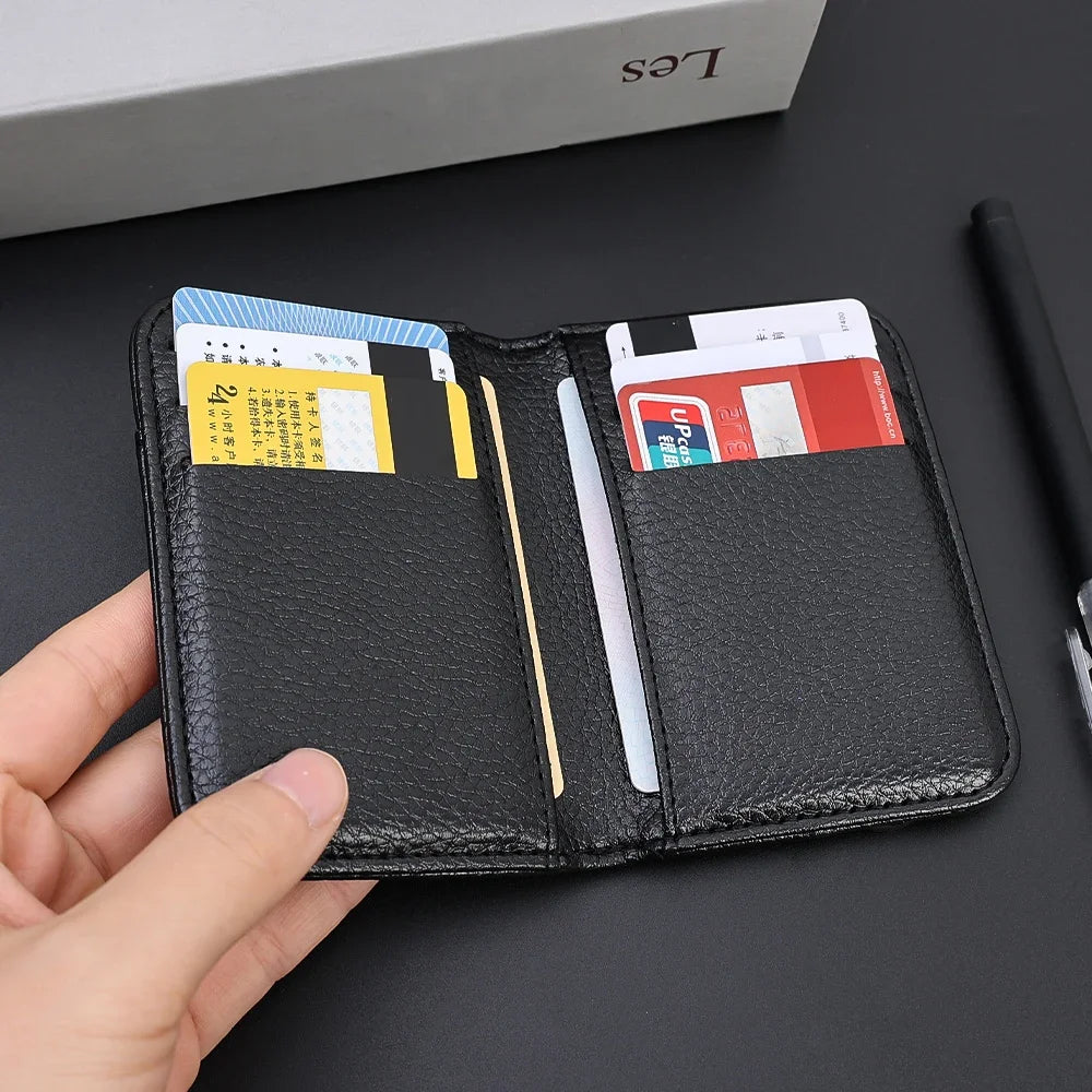 Slim Portable Credit Card Holder PU Leather Mini Wallet Super Thin Men's Short Purse Small Money Pocket Wallet
