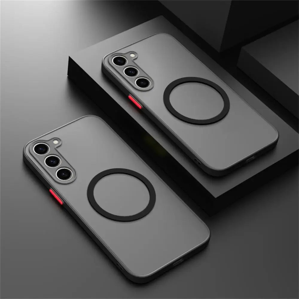 With Magsafe Luxury Matte Magnetic Case For Samsung Galaxy S20 S21 S22 S23 FE S24 Plus S24 Ultra Shockproof Back Cover Case