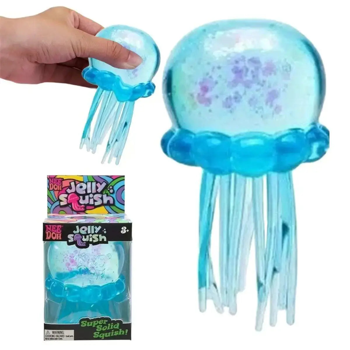 Needoh Jellyfish Squeeze Toy, Transparent Glitter Soft Jelly Fidget Toy, Portable Stress Relief Sensory Toy For Daily Relaxation