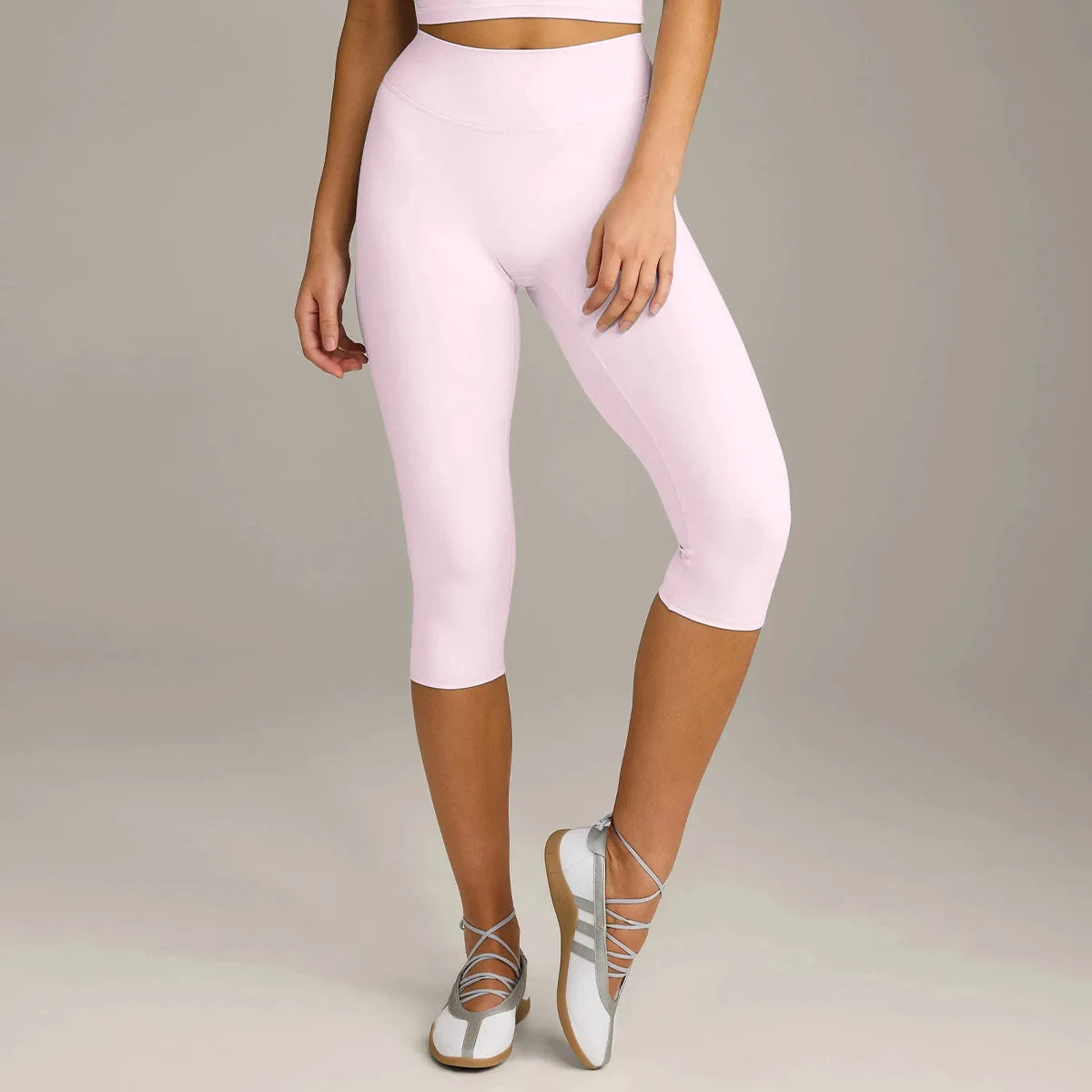 Women 7/8 Yoga Capris Double-sided Brushed 4-Way Stretch High Waist Skin-friendly Tight Workout Fitness Leggings